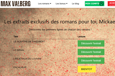Découvrez gratuitement des extraits des romans.